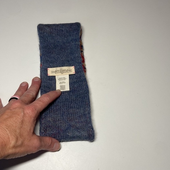 Emilime Boho Headwrap 100% Alpaca Tribal Print Red Blue - Picture 7 of 10